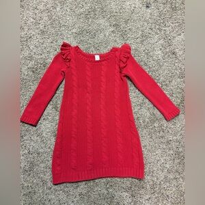 Carter's Vibrant Red Knit Dress with Ruffles